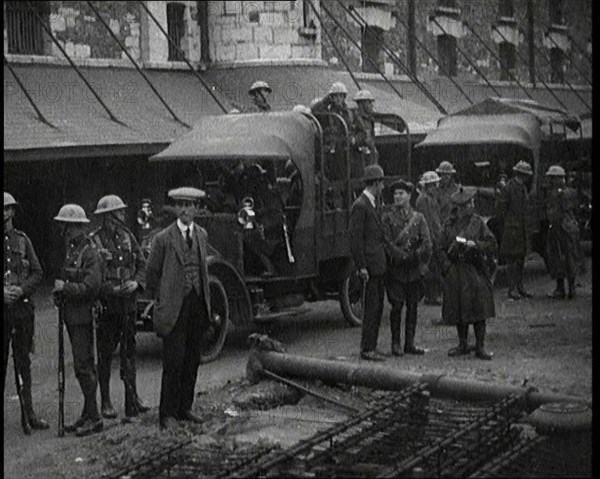 Soldiers Standing Guard as the Body of Terence MacSwiney Is Returned to Cork Harbour, 1920. Creator: British Pathe Ltd.