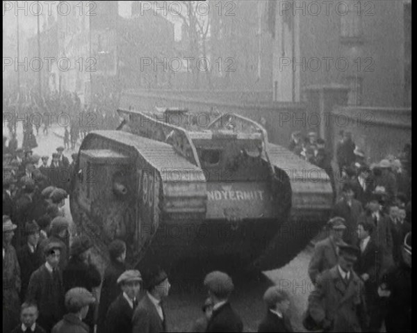 A Tank Breaking up Crowds of Demonstrators in Dublin, 1920. Creator: British Pathe Ltd.