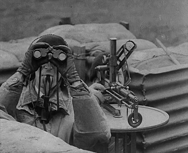 Two Royal Observer Corps Members in a Lookout Post, 1940. Creator: British Pathe Ltd.