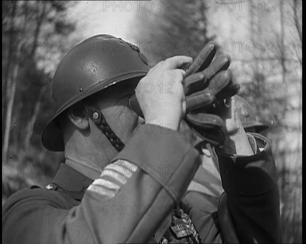 French Soldiers on a Hill Looking Out Over the Maginot Line, 1940. Creator: British Pathe Ltd.