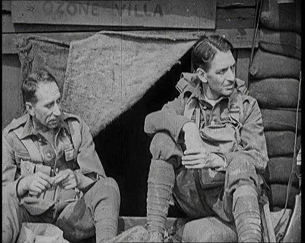 Scene from the Short Silent Feature Film 'Poppies of Flanders'. Two Male Actors Portraying..., 1920s Creator: British Pathe Ltd.