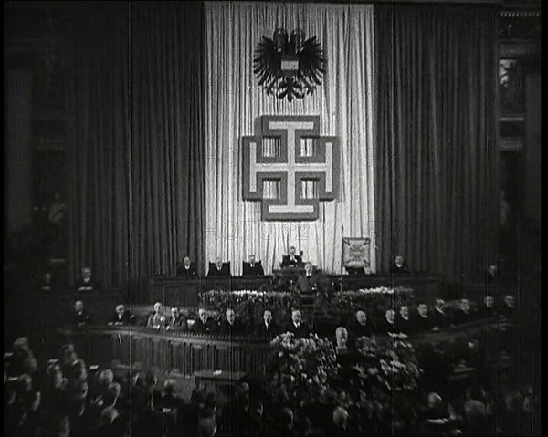 The Debating Chamber of the Parliament Building in Vienna During the German Nazi Annexation..., 1938 Creator: British Pathe Ltd.