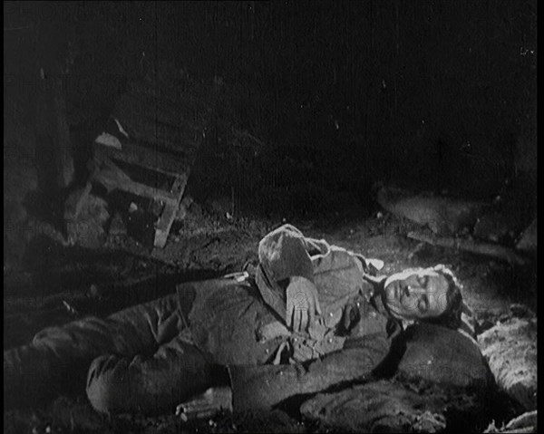 Scene from the Short Silent Feature Film 'Poppies of Flanders'. A Male Actor Portraying a..., 1920s. Creator: British Pathe Ltd.