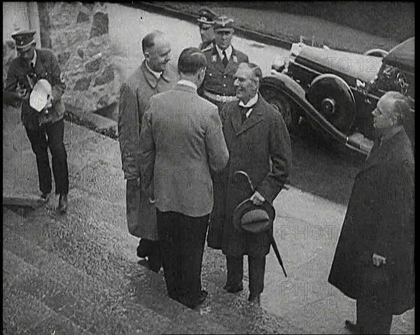 Adolf Hitler, the German Leader, Shaking Hands With Neville Chamberlain, the British..., 1938. Creator: British Pathe Ltd.