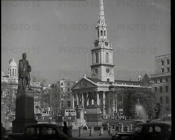 St Martin in the Fields Church on Trafalgar Square Viewed from the End of Cockspur Street..., 1939. Creator: British Pathe Ltd.