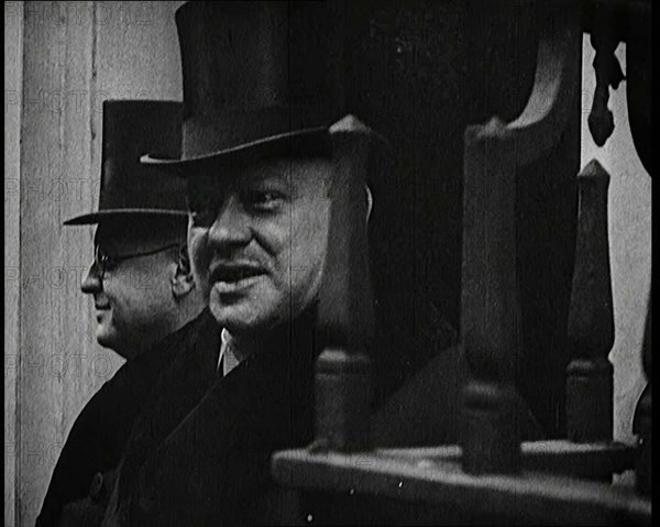 Delegates in Front of 10 Downing Street, 1920s. Creator: British Pathe Ltd.