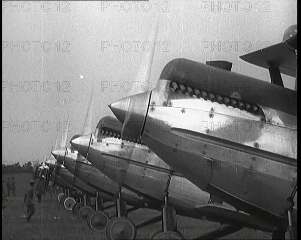 A Fleet of the British Royal Air Force On the Ground, 1920s. Creator: British Pathe Ltd.