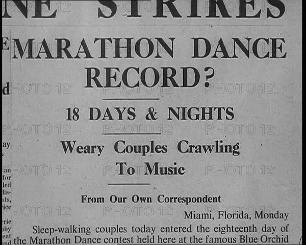 Newspaper Reading: ‘Marathon Dance Record?’, 1930s. Creator: British Pathe Ltd.