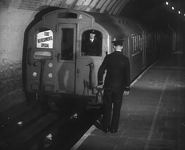 A Tube Train Stopping, 1940. Creator: British Pathe Ltd.