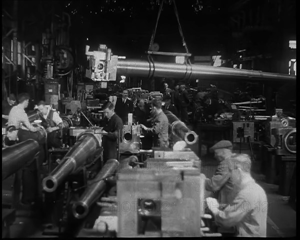 Artillery Barrels Being Produced in a Factory, 1940. Creator: British Pathe Ltd.