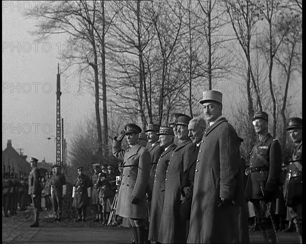 Allied Officers, Including General Maurice Gamelin, Watching British Expeditionary Force..., 1940. Creator: British Pathe Ltd.