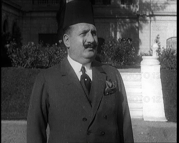 King Faud I Standing in Front of Steps, 1924. Creator: British Pathe Ltd.