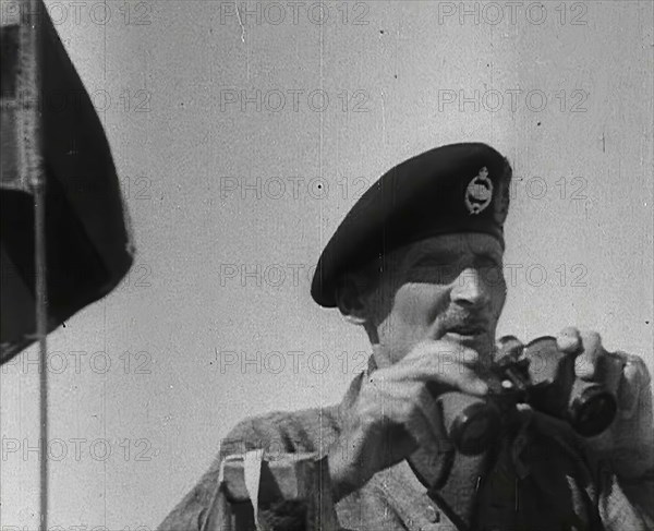 Field Marshal Bernard Montgomery Holding Binoculars, 1942. Creator: British Pathe Ltd.