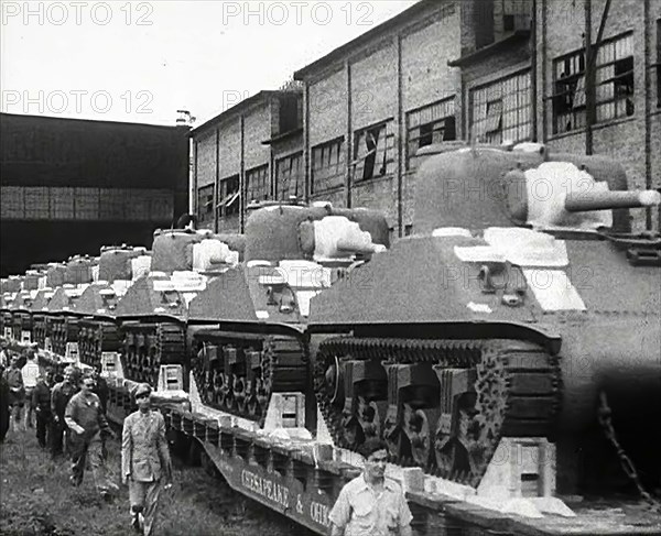 A Train Carrying American Tanks, 1942. Creator: British Pathe Ltd.