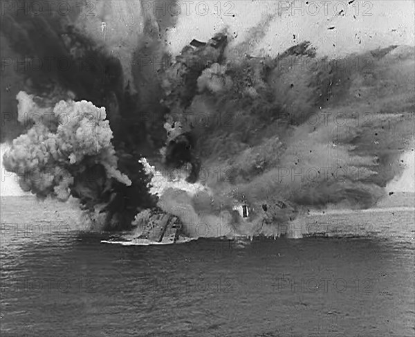 The HMS Barham Exploding After a U-Boat Attack, 1943. Creator: British Pathe Ltd.