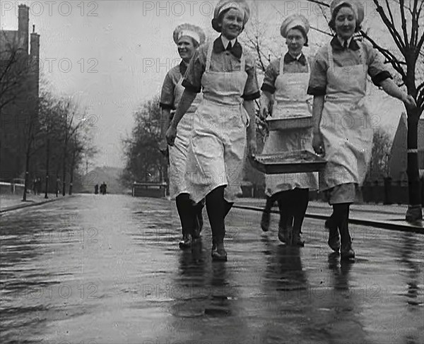 Cooks Carrying Food, 1942. Creator: British Pathe Ltd.