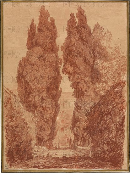 The Great Cypresses of the Villa d'Este (Les Grands Cyprès de la villa d'Este), 1760. Creator: Fragonard; Jean Honoré (1732-1806).