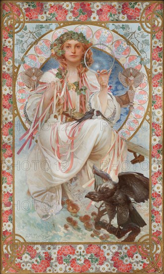 Portrait of Josephine Crane-Bradley (1886-1952) as Slavia, 1908. Creator: Mucha; Alfons Marie (1860-1939).