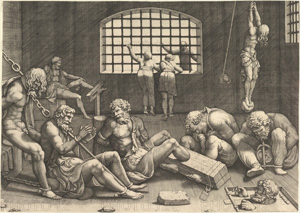 The Prison, after Giulio Romano, c1536-1543. Creator: Scultori (called Mantovano); Giovanni Battista (1503-1575).