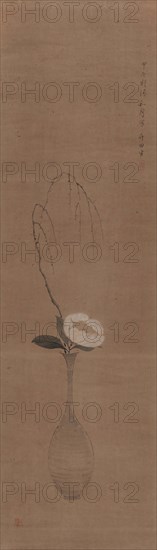 Unusual representation of a white magnolia and a willow branch, 1834. Creator: Chikuden; Tanomura (1777-1835).