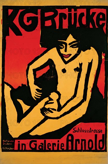 Poster for the exhibition of the artists' group "Die Brücke" at the Arnold Gallery Dresden, 1910. Creator: Kirchner; Ernst Ludwig (1880-1938).