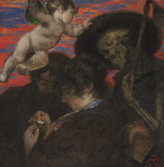 Amor vincit omnia (Lovers with Cupid and Death), 1876. Creator: Thoma; Hans (1839-1924).