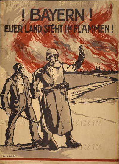 Bavaria! Your country is on fire!, 1919. Creator: Bartels; Wera von (1886-1922).