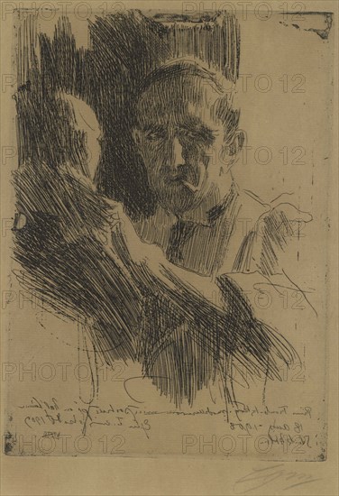 Portrait of the sculptor Paolo Troubetzkoy (1866-1938), 1909. Creator: Zorn; Anders Leonard (1860-1920).