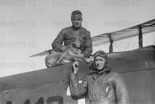 William E. Kline,Trixie the dog, Lieutenant Belvin W. Maynard, 1919. Creator: Bain News Service.