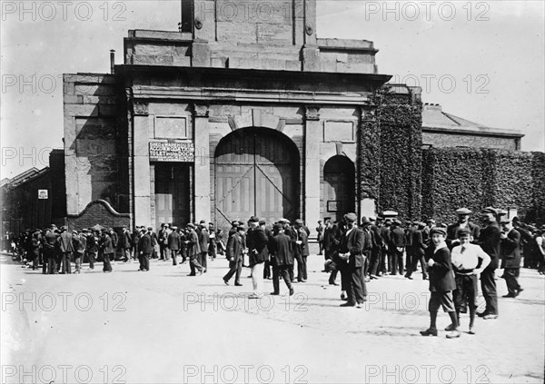 London Strike gates of Great East India dock; closed, between c1910 and c1915. Creator: Bain News Service.