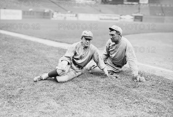 Miller Huggins, St. Louis NL and Art Devlin, New York NL (baseball), 1910. Creator: Bain News Service.