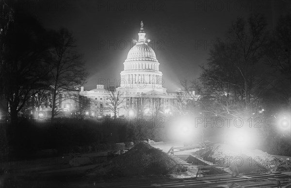 Capitol at night, between c1915 and c1920. Creator: Bain News Service.