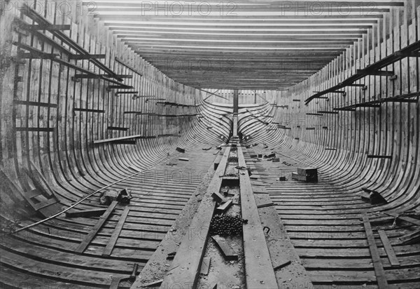 McEachern Yard, Astoria, interior wooden ship, between c1915 and c1920. Creator: Bain News Service.