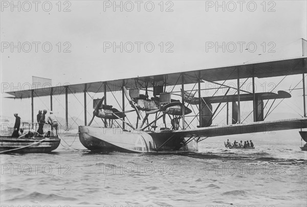 NC-4 being towed, Ponto Delgado [i.e. Ponta Delgada], 1919. Creator: Bain News Service.