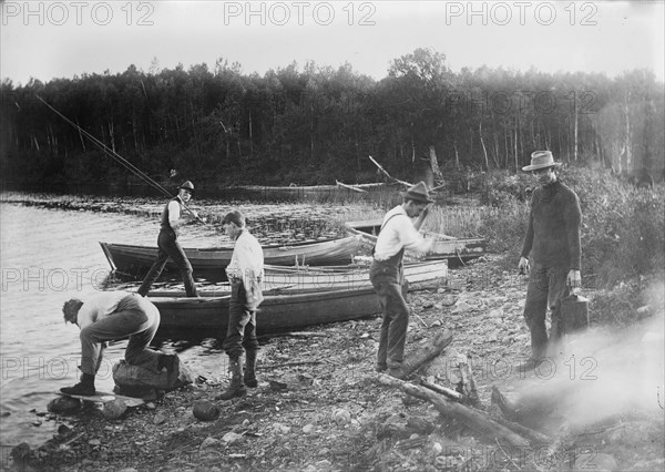 Fishing in New Brunswick -- the Bean Bake, between c1910 and c1915. Creator: Bain News Service.