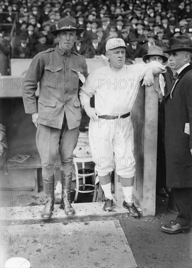 Hank Gowdy in military uniform with manager John McGraw, New York NL (baseball), 1917. Creator: Bain News Service.