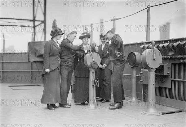 Visitors on USS Washington, between c1910 and c1915. Creator: Bain News Service.