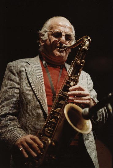 Ronnie Scott playing with his Quintet, Norwich Jazz Festival, England, 1991. Creator: Brian Foskett.