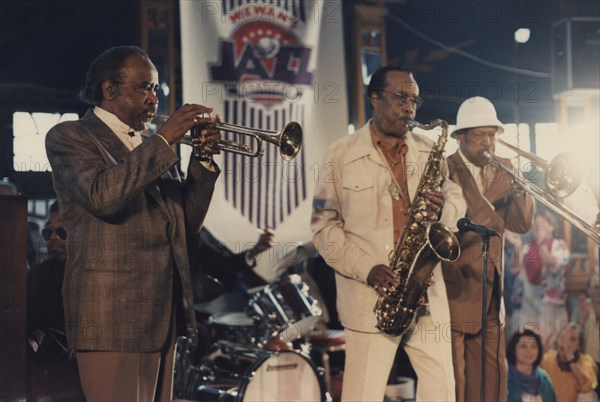 Harry Edison, Buddy Tate, Al Grey, (Harlem Stampede), Edinbugh Jazz Festival, 1986. Creator: Brian Foskett.