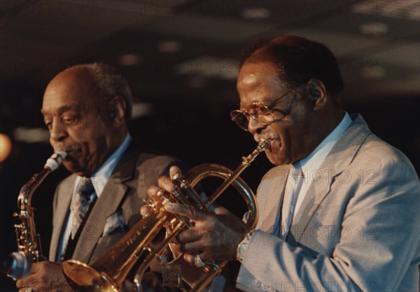 Benny Carter and Clark Terry, The Jazz Inn Party All Star Big Band Nordwijk, Netherlands, 1989. Creator: Brian Foskett.