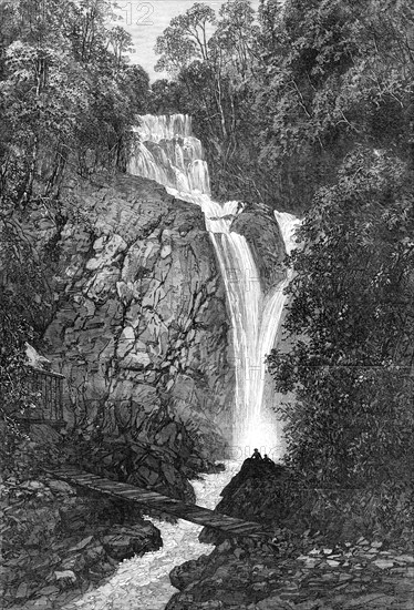 The Duke of Edinburgh at Penang: waterfall near Penang, 1870. Creator: Unknown.