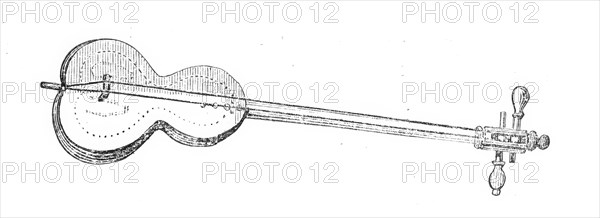 Musical Instruments in the South Kensington Museum: Gunibry, or Moorish Guitar, 1870. Creator: Unknown.