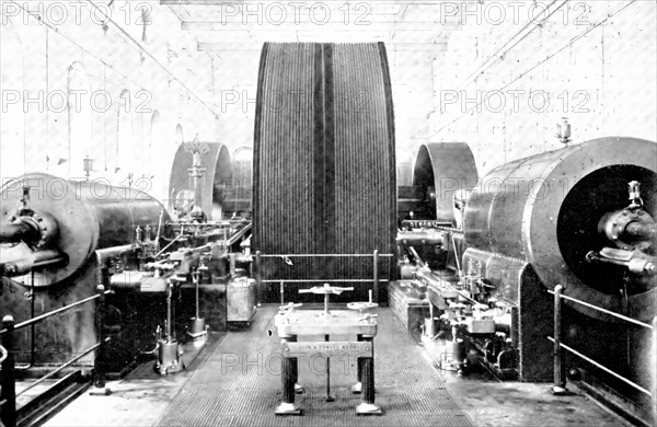 That which "makes the wheels go round": a large engine in an Indian jute-factory, 1909. Creator: Unknown.