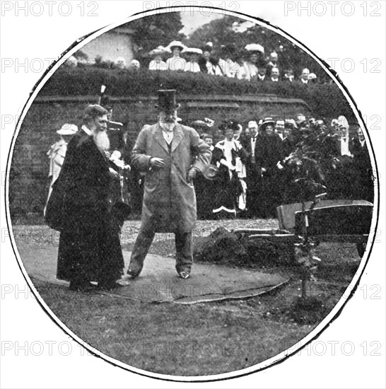 The King planting his oak at Rugby School, 1909. Creators: World's Graphic Press, Montague Dixon.