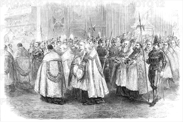 Ecclesiastical Council at Rome: procession of bishops entering the council chamber, 1870. Creator: Unknown.