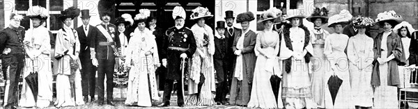 The King and Queen...Lord and Lady Derby...royal house-party at Knowsley Hall, 1909. Creator: Lafayette.