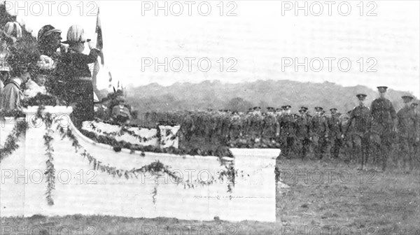 The King reviewing the West Lancashire Territorial Division: the march past, 1909. Creator: Sport & General.