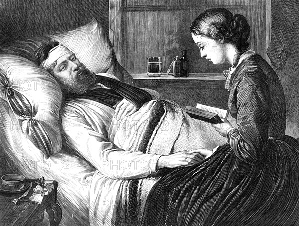 A Wounded Danish Soldier and his Betrothed, by Madame Jerichau, 1870. Creator: Unknown.