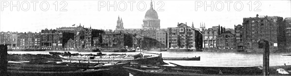 The proposal to throw a new bridge across the Thames, 1909. Creator: Topical Press Agency.