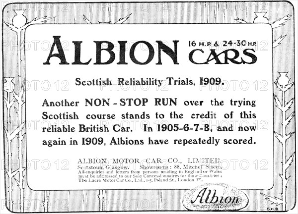 Albion Cars, 1909. Creator: Unknown.